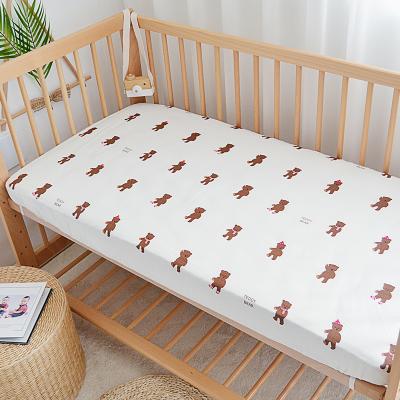 China No Fluorescence Month Friendly Custom Print Organic Baby Knitted Jersey Cotton Crib Sheet for sale