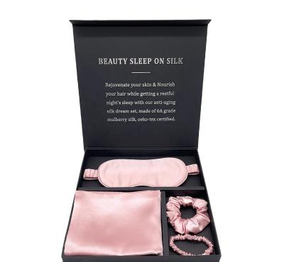 China Custom Luxury Pure Eye Mask 100% Silk Anti-Static Mulberry Pillow Case Set Wrap 100% Silk Satin Copper Ion Pillow Case For Hair for sale