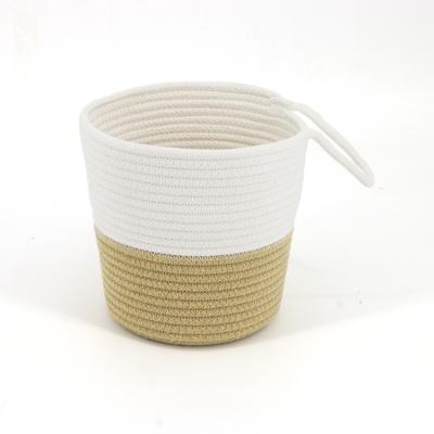 China Hot Selling Wall Hanging Decorative Flower Cotton Rope Door Decorative Hanging Basket Woven Storage Basket for sale