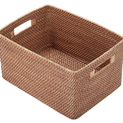 China Handmade Rolled Blue Small Size Burlap Rope Cotton Cotton Storage Folding Bamboo Basket for sale