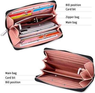 China Large Capacity Women's Leather Wallet Zipper Phone Grab Large Travel Storage Zipper Coin Purse Bracelet for sale