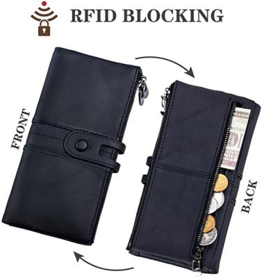 China Mobile RFID Women Wallet Leather Card Case Checkbook Storage Zipper Coin Bag for sale