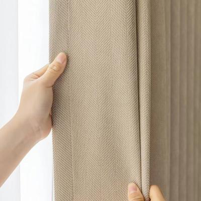 China New Design Luxury Custom Chenille Blackout Texture Herringbone Curtains For Living Room for sale