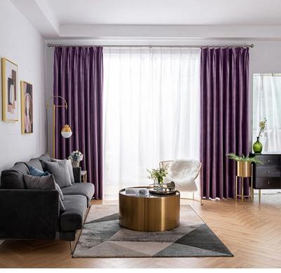 China New Blackout Pinch Pleat Velvet Blackout Curtain Lilac Cashmere Wool Velvet Insulation Curtain for sale