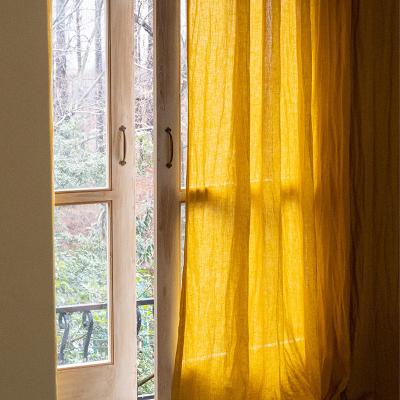 China Faded Yellow Linen Medium Weight Blackout Curtain Drop Cloth Panel for sale