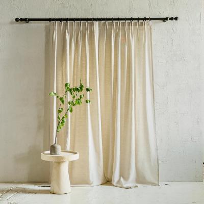 China Blackout Pinch Pleat Linen Panel, Top Natural Semi Sheer Linen Tag Curtains For Bedroom For Living Room Custom Linen Drapes for sale