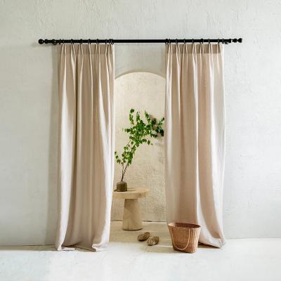 China Blackout Bedroom Beige Linen Drapes Divider Boho Curtains Bedroom Curtains For Living Room for sale