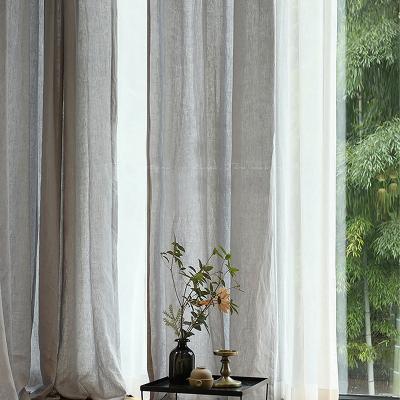 China Wholesale Blackout Linen Curtain Customized Washed Linen Curtain Panel For Living Room And Bedroom for sale