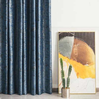 China Blackout luxury blue shiny tan textured curtains for living room window blackout drapes for bedroom for sale