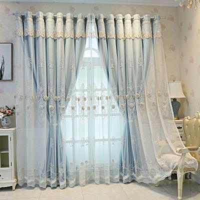 China Blackout Sunflower Sheer Embroidered Curtains in Embroidery Ready Made Curtains for Living Room Window with Valance for sale