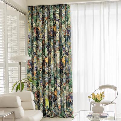 China Blackout Green Botanical Garden Curtains New Floral Design Printed Sublimation Blackout Curtains For Living Room Customized for sale