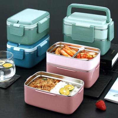 China High Quality Leakproof Durable Japan Style Bento Box Stainless Steel Food Storage Container Lunch Box With Cutlery for sale