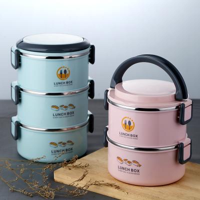 China Viable THREE LAYERS Bento Compartment Stainless Steel Food Leakproof Cute Lunch Box Storage Container With Cutlery for sale