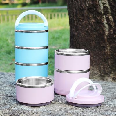 China Sustainable Vintage Tiffin Lunch Box Carrier Food Grade Stainless Steel Bento Food Container Storage Eco-friendly Thermal Sealing Kids for sale