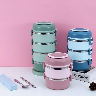 China Sustainable Hot Sale 304 Stainless Steel Portable 2 Layers Tiffin Insulated Bento Box Kids Picnic Office School for sale