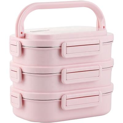 China Hot Sale Top Quality 304 Stainless Steel Portable Cheap Airtight Side Locked Picnic Box Bento Tiffin Lunch Box Four for sale