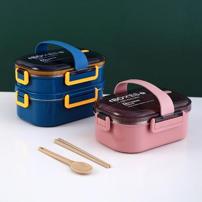 China Food Grade Viable Organizer 304 Stainless Steel Bento Tiffin Lunch Box Storage Boxes Four Sides Locked Food Container Picnic Basket for sale