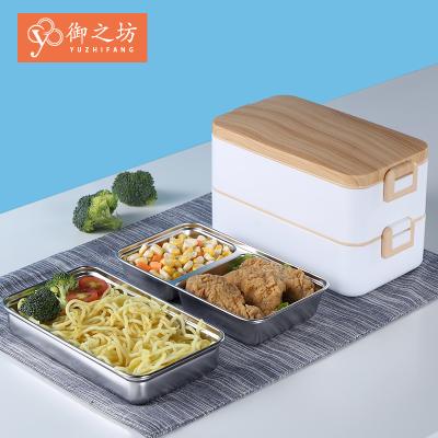 China 2 Tier Rectangle Fiambrera Stainless Steel Food Storage Container Leakproof Cute Viable Tiffin Lunch Box Carrier For School And Picnic for sale