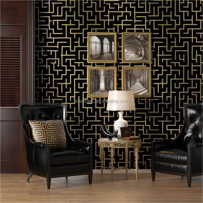 China Maze Pattern Gold Stripe Living Room Modern Classic Bedroom Premium Wallpaper for sale