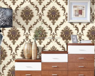 China Large Flower Traditional European Luxury PVC Wallpaper Home Decor for sale