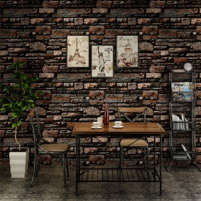 China Simple Natural Irregular Pattern Restaurant Waterproof+ECO-Friendly 3D Stone Wall Decorative PVC Wallpaper for sale