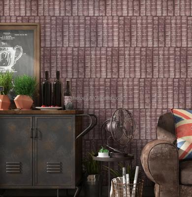 China Waterproof+ECO-Friendly Modern Industrial Style 3D Layout Old-fashioned Metal Block Pattern Home Decorative Wallpaper for sale