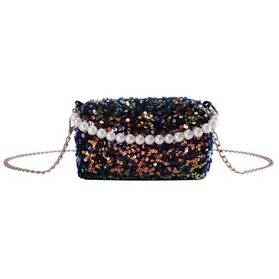 China 2022 Fashion Fashion Delicate Luxury Lady Leather Beads Sequins Pearl Chain Handbags For Women for sale