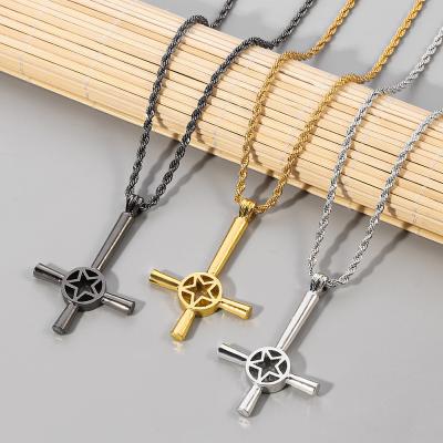 China 2021 Trendy Mens Jewelry Punk Slavic Vintage Necklace Alloy Men Cross Pendant Necklace for sale