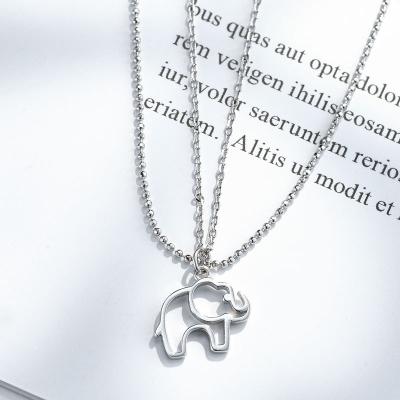 China FASHIONABLE Clavicle Chain Women Double-Layer Hollow Elephant Necklace Sterling Silver Pendant Birthday Gift for sale