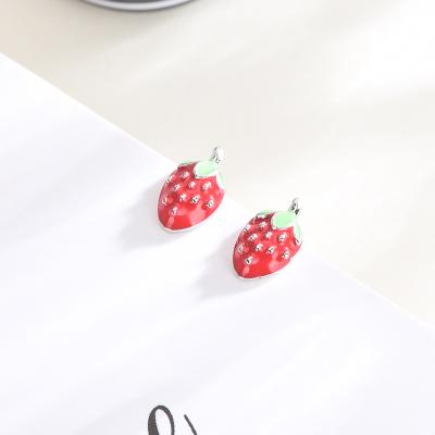 China Cute Women Girls Workmanship 925 Sterling Silver Gold Plated Fashion Jewelry Pineapple Strawberry Stud Earrings for sale