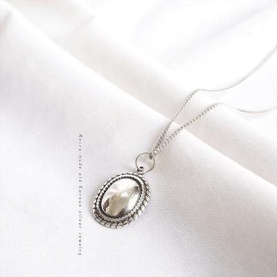 China FASHIONABLE Korean s925 style vintage sweater chain long shiny oval geometric necklace for sale