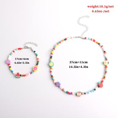 China Cute Colorful Beaded Apple Fruit Necklace Fashion Girls Cute Children's Necklace Bracelet Set for sale