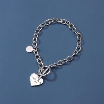 China 2021 Fashion Trend Fashion Amazon O T Love Buckle Heart Bracelet Hot Girls Chain Pendant Bracelet for sale