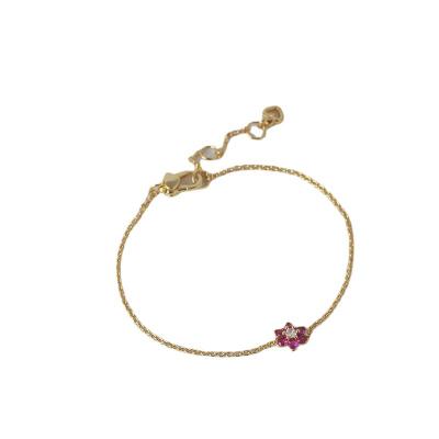 China Wholesale FASHIONABLE Simple Elegant Color Rhinestone Inlaid Brass Women Flower Bracelet for sale