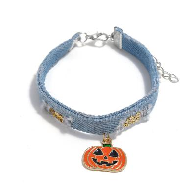 China 2021 Fashion Cocos Park Halloween Denim Pumpkin Bracelet Women Men TRENDY Halloween Denim Pumpkin Bracelet for sale