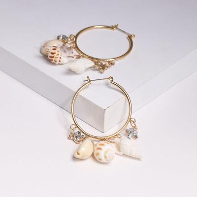 China 2021 BOHEMIA All-match Dangle Earrings Seaside Women Vacation Diamond Shell Conch Style Bohemian Earrings for sale