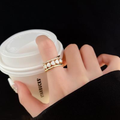 China FASHIONABLE Retro Love Heart Shaped Ring Women Drip Oil All-match For Elegant Graceful Open Adjustable Ring for sale