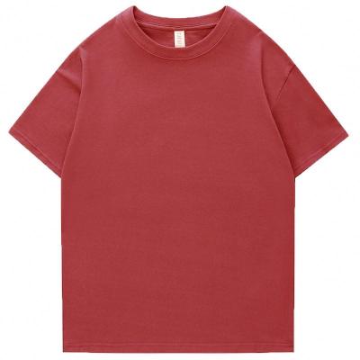 China Anti-Wrinkle Heavy Industry Combed Plain Pure Round Neck Color Cotton Amerika Short Sleeve T-Shirt Half Half for sale