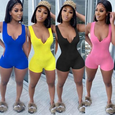 China 2021 Viable Short Women Overalls Vest Body Shorts V-Neck One-Piece Overalls for sale