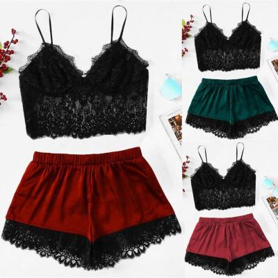 China Women's bra temptation lace girl lingerie sexy lingerie two-piece set silk transparent mature sexy hot sexy shorts for sale