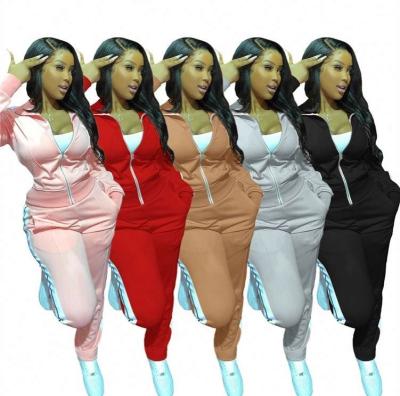 China Anti-static Chain Solid Color For Women's Tracksuit Drop Logo Two Piece Sets Custom Patchwork Womems for sale