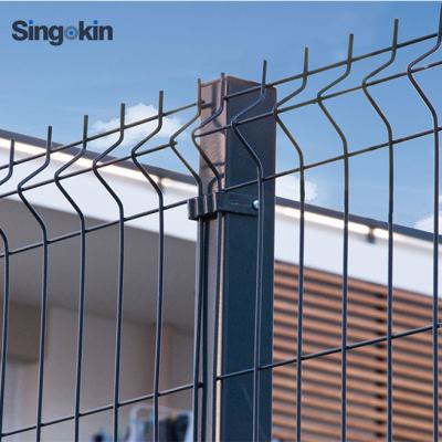 China Easily Assembled Black PVC Triangular Folded Welded Wire Mesh Fencing 3d Wire Mesh Fence With Square Posts Fencing Fittings for sale