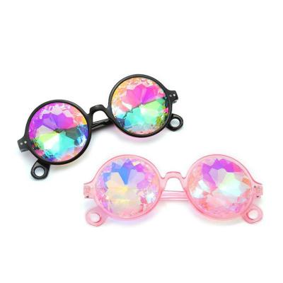 China PC Crystal Steampunk Sunglasses Kaleidoscope Glasses Craze Dancing Diffracted Rainbow Festival Glasses for sale