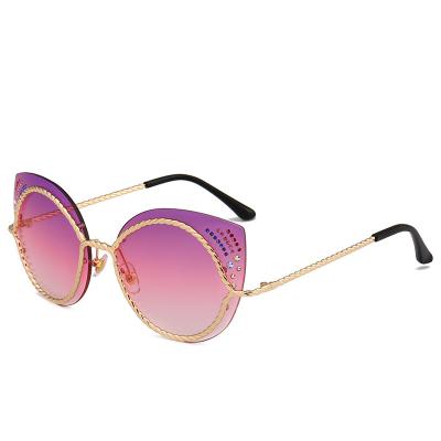 China Brand New Fashion Trendy Famous Sunglasses Metal Sun Glasses Women Fashion Rimless Glass for sale