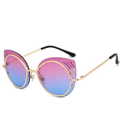 China New Hot Selling Metal Fashion Sun Glasses Women Rimless Sunglasses Brand Fashion Famous Brand Sunglasses High Quality Hot Glass for sale