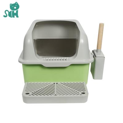 China Fashionable New Design Factory Supply Semi-Enclosed Large Pet Toilet Fashion Trend Household Stainless Steel Cat Litter Box for sale