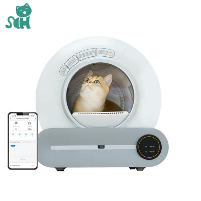 China Fashionable High Quality Intelligent Safe Litter Box Fully Home Automatic Closed Large Capacity Cat Litter Tray for sale