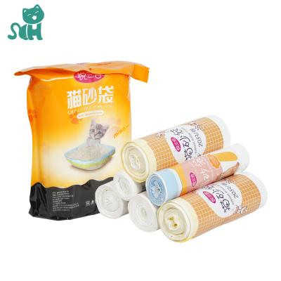 China Disposable Professional Design Household Heavy Duty White Degradable Pet Waste Bag Disposable Environmentally Friendly Cat Litter Bag for sale