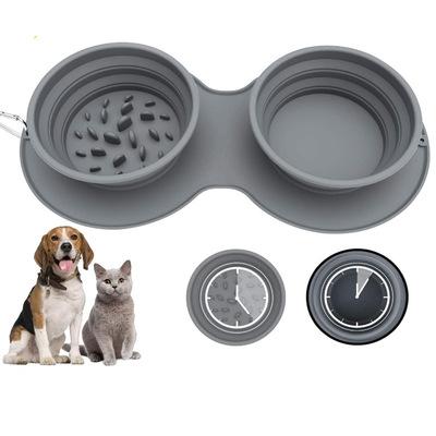 China Automatic Dog Bowl Anti-Clogging Slow Food Anti-Clog Double Food Dog Bowl Folding Portable Pet Dinner Dish for sale