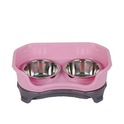 China Viable Anti-Dog Food Drop Double Bowl Cat and Dog Food Bowl Stainless Steel Pet Bowl for sale